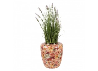 Barevná kovová dekorační váza s květy Margo - Ø 33*36 cm