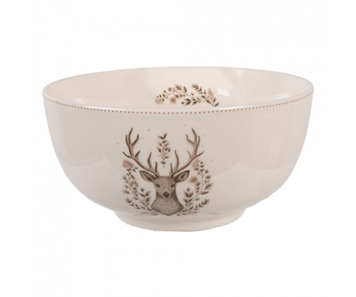 Bowl 500 Ml Beige Porcelain Deer - ? 14*7 cm / 500 ml Clayre & Eef