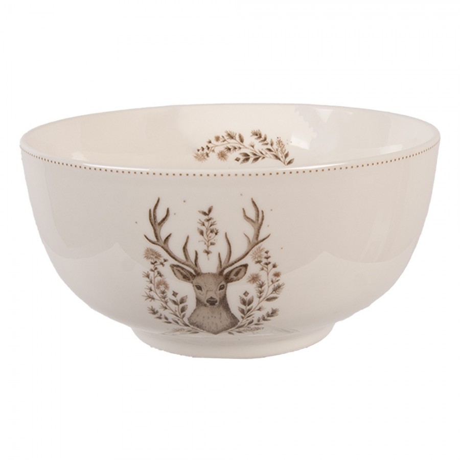 Bowl 500 Ml Beige Porcelain Deer - ? 14*7 cm / 500 ml