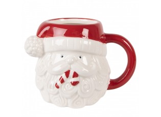 Bílo-červený keramický hrnek Santa Claus- 15*11*11 cm / 500 ml