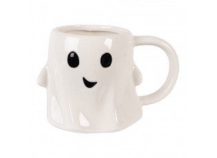 Bílý keramický hrneček Ghost - 14*9*10 cm / 350 ml