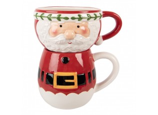 Červený keramický hrnek Santa Claus - 15*12*17 cm / 400 ml / 500 ml