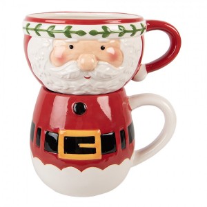 Červený keramický hrnek Santa Claus - 15*12*17 cm / 400 ml / 500 ml