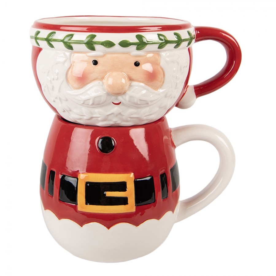 Červený keramický hrnek Santa Claus - 15*12*17 cm / 400 ml / 500 ml