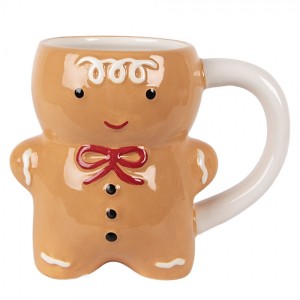Hnědý keramický hrnek Perníček Gingerbread - 14*8*11 cm / 300 ml