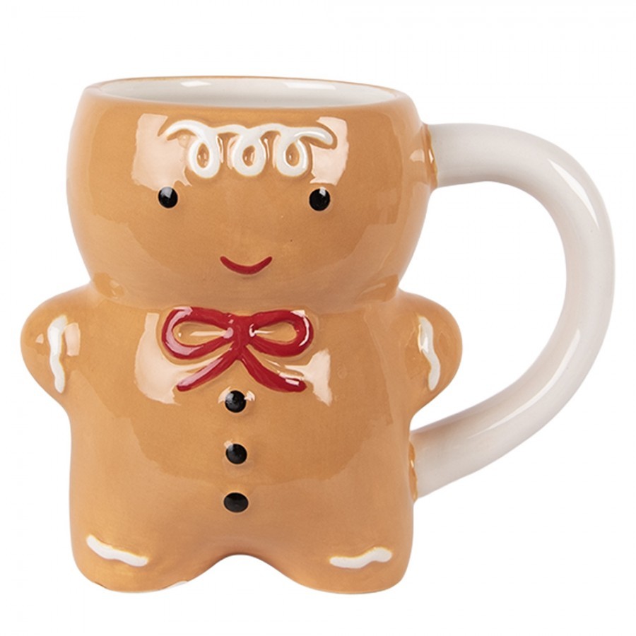 Hnědý keramický hrnek Perníček Gingerbread - 14*8*11 cm / 300 ml