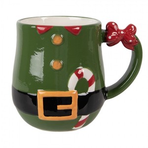 Zelený keramický hrnek Santa Claus - 13*9*10 cm / 400 ml