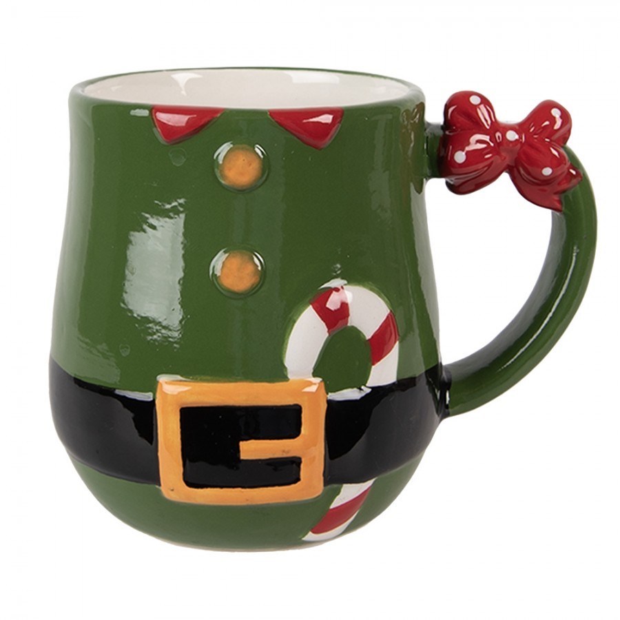 Zelený keramický hrnek Santa Claus - 13*9*10 cm / 400 ml