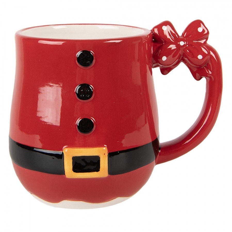 Červený keramický hrnek Santa Claus - 13*9*11 cm / 400 ml