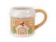 Hnědý hrnek perníková chaloupka Gingerbread - 13*9*9 cm / 300 ml Clayre & Eef
