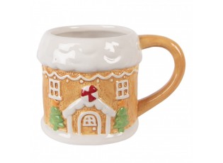 Hnědý hrnek perníková chaloupka Gingerbread - 13*9*9 cm / 300 ml