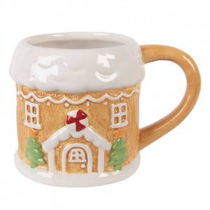 Hnědý hrnek perníková chaloupka Gingerbread - 13*9*9 cm / 300 ml