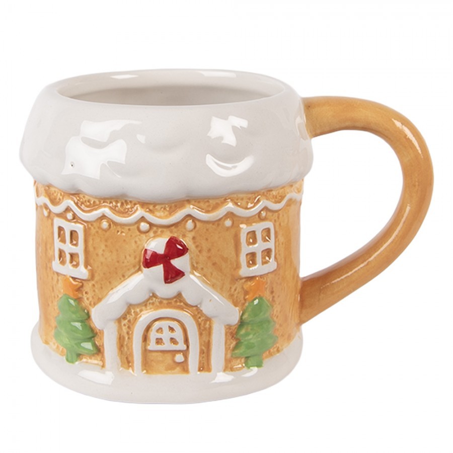 Hnědý hrnek perníková chaloupka Gingerbread - 13*9*9 cm / 300 ml