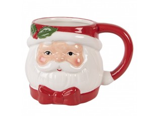 Bílo-červený keramický hrnek Santa Claus - 13*10*9 cm / 300 ml