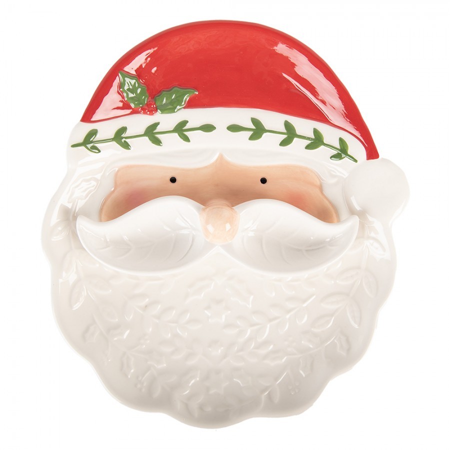 Keramický talířek s miskou ve tvaru vousů hlava Santa Claus - 29*26*5 cm