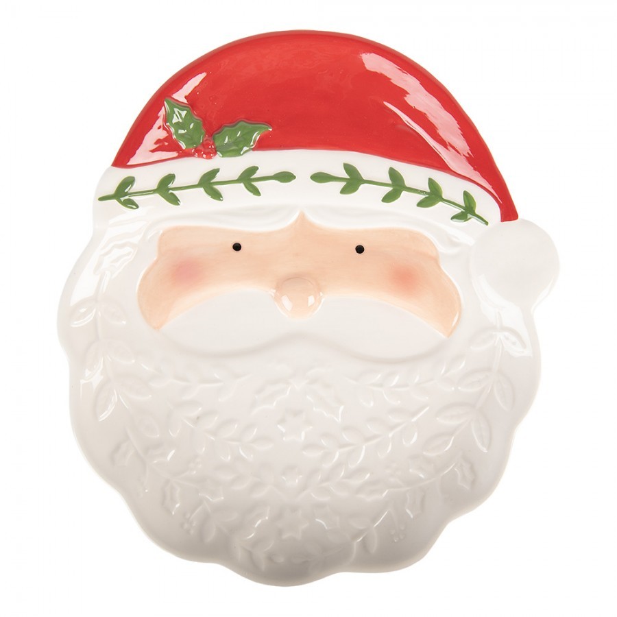 Keramický talířek s miskou ve tvaru vousů hlava Santa Claus - 29*26*5 cm