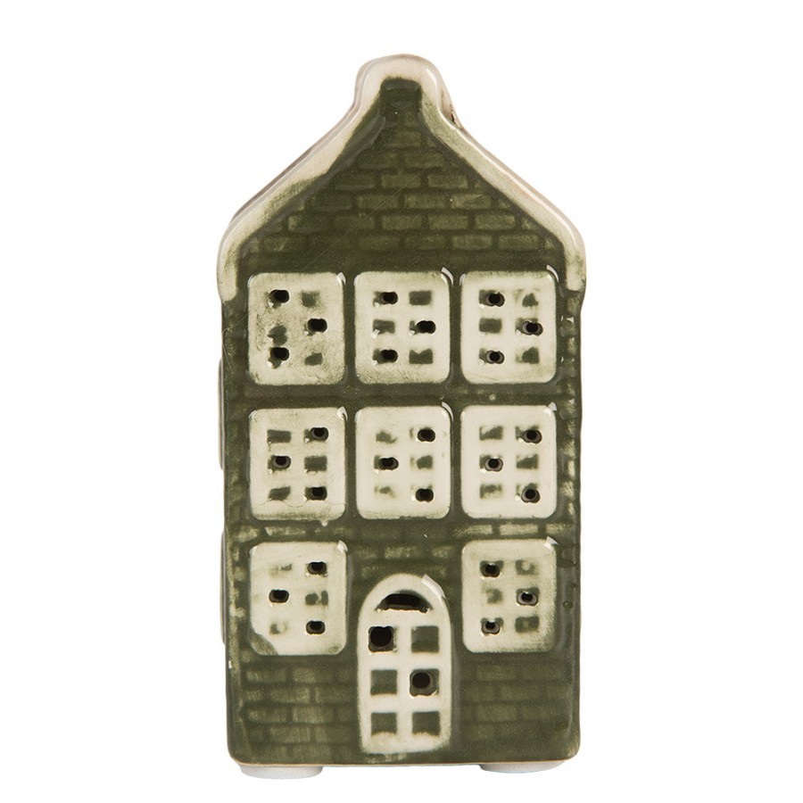 Zelený keramický LED domek Lamont - 4*4*8 cm