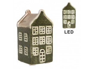 Zelený keramický LED domek Lamont - 4*4*8 cm