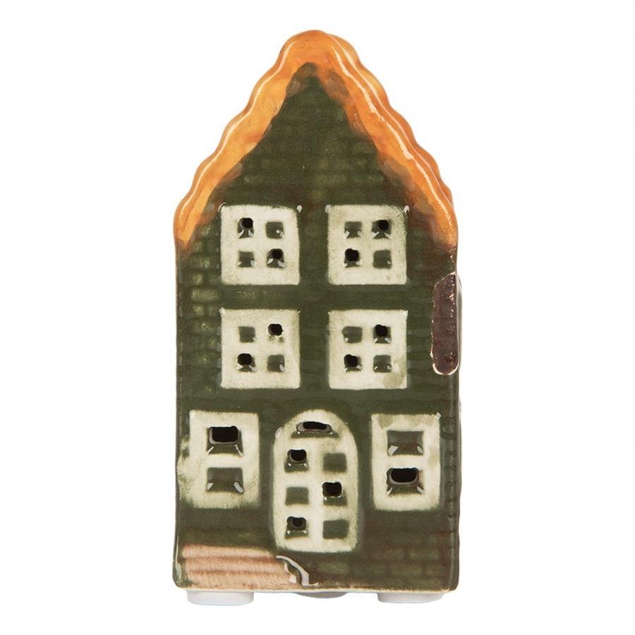 Zelený keramický LED domek Lamont - 4*4*8 cm
