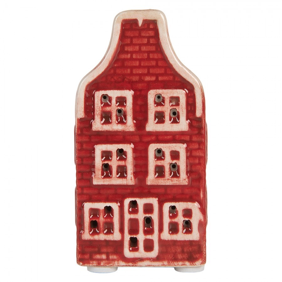 Červený keramický LED domek Lamon - 4*4*8 cm