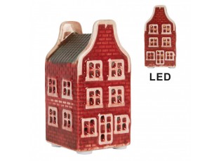 Červený keramický LED domek Lamon - 4*4*8 cm