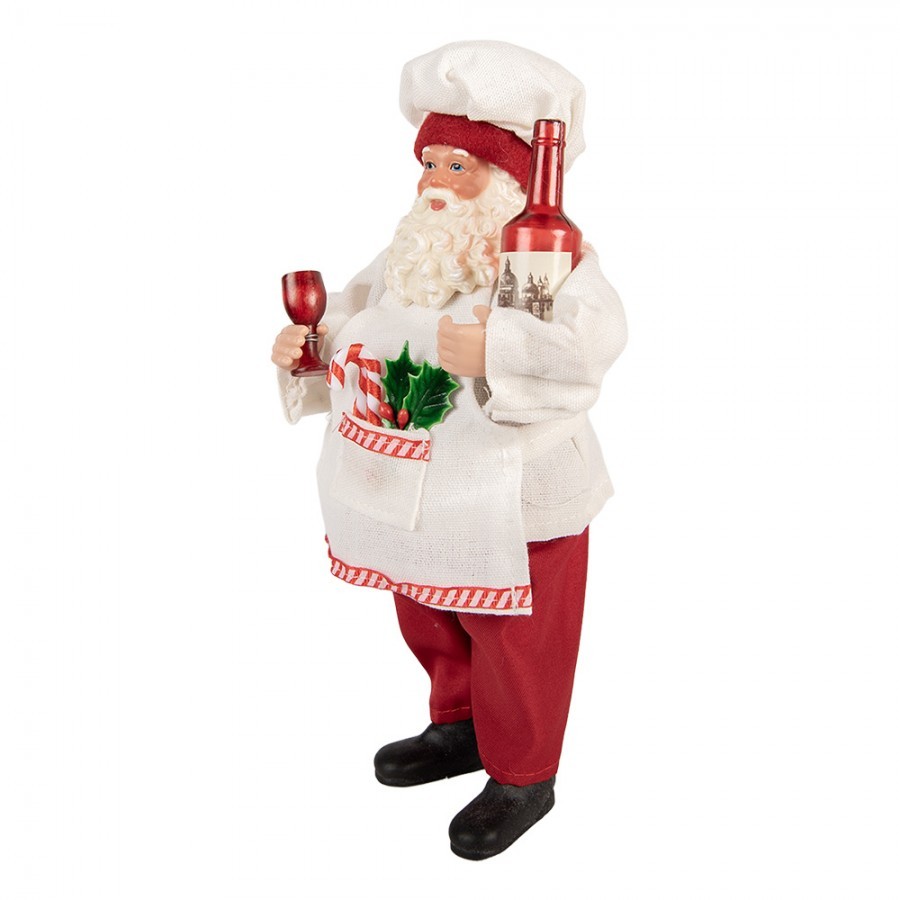 Vánoční dekorace Santa kuchař s vínem - 15*10*27 cm