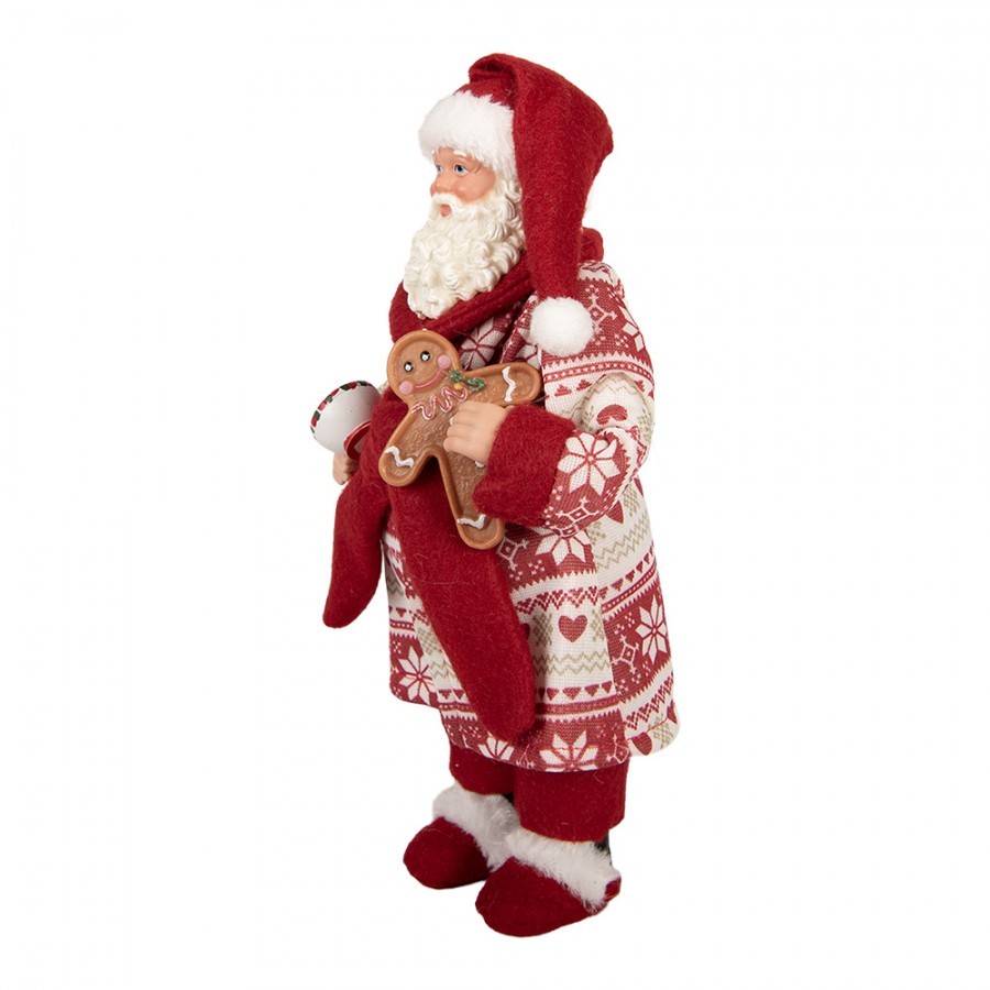 Vánoční dekorace Santa v županu s perníčkem - 15*11*28 cm