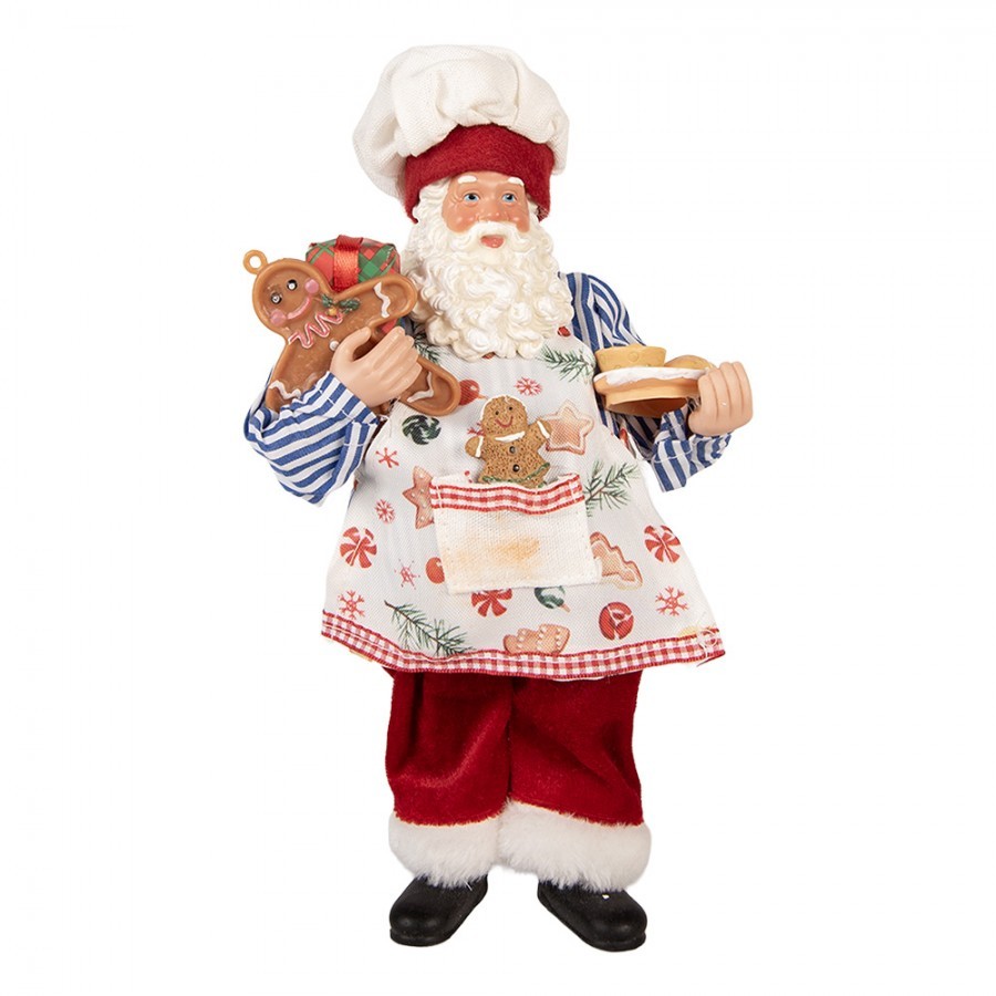 Vánoční dekorace Santa kuchař s perníčkem - 15*10*26 cm
