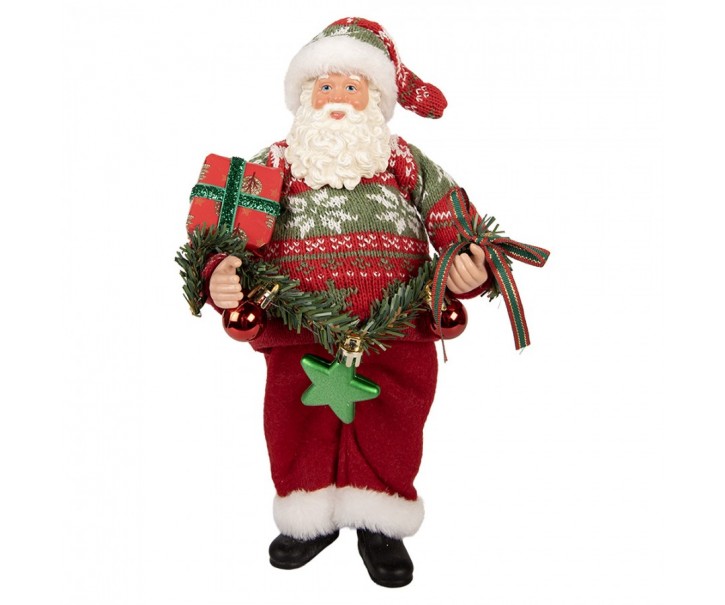 Christmas Decoration Figurine Santa Claus 16x11x27 Cm Red Plastic - 16*11*27 cm Clayre & Eef