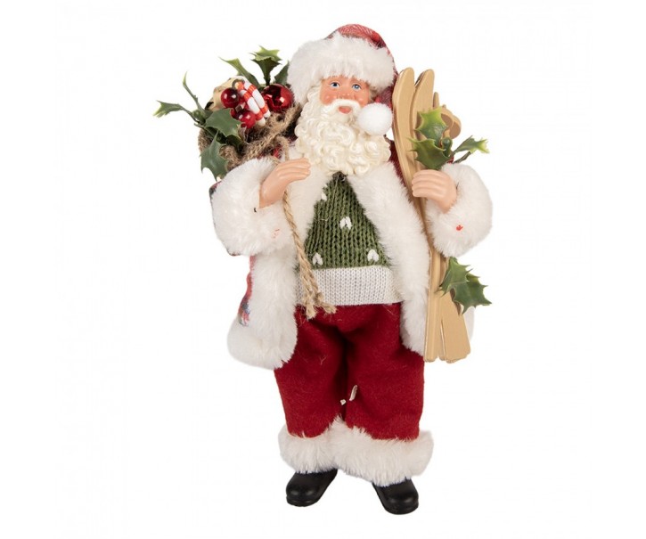 Christmas Decoration Figurine Santa Claus 16x13x27 Cm Red Plastic - 16*13*27 cm Clayre & Eef
