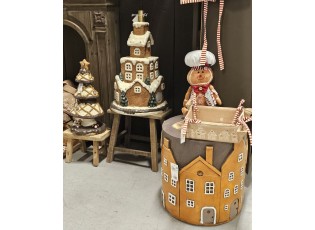 Stojan na stromek věž z chaloupek Gingerbread - Ø 35*57 cm 