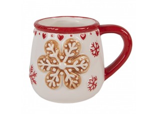 Bílý vánoční keramický hrnek vločka Snowflakes - 13*10*10 cm / 375 ml