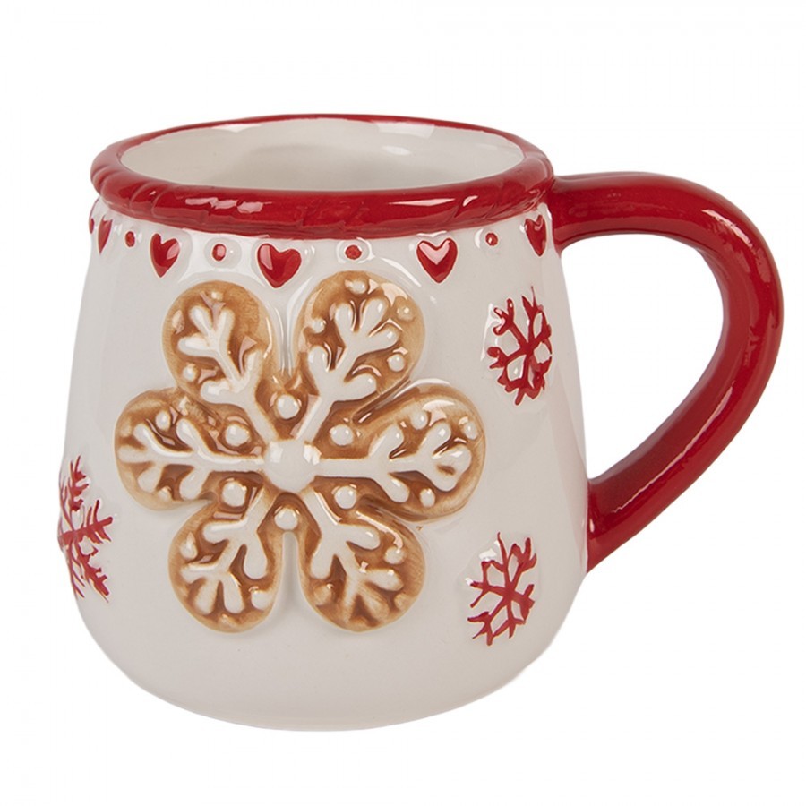 Bílý vánoční keramický hrnek vločka Snowflakes - 13*10*10 cm / 375 ml