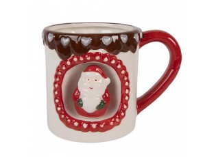 Bílý vánoční keramický hrnek Santa Claus - 14*10*10 cm / 375 ml