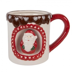 Bílý vánoční keramický hrnek Santa Claus - 14*10*10 cm / 375 ml