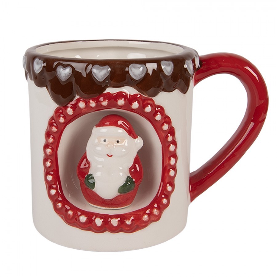 Bílý vánoční keramický hrnek Santa Claus - 14*10*10 cm / 375 ml