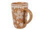 Hnědý vysoký hrneček Snowflakes - 14*10*15 cm / 575 ml Clayre & Eef