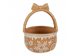 Hnědá keramická miska košík s vločkami Snowflakes - Ø15*21 cm