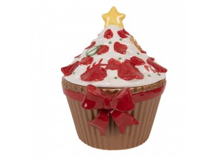 Hnědá keramická dóza s mašlí Cupcake - 18*16*20 cm