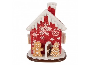 Červená keramická dóza perníková chaloupka Gingerbread - Ø 22*28 cm