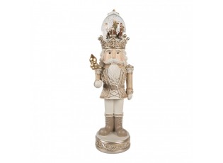 Béžová dekorace Louskáček Nutcracker s LED světýlky - 14*14*49 cm / 3*AA