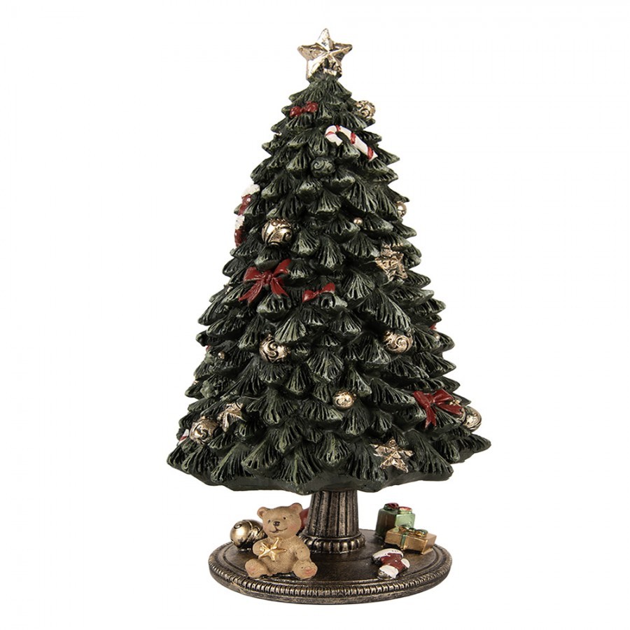 Hrací vánoční stromek s medvídkem a dárky - Ø 13*23 cm