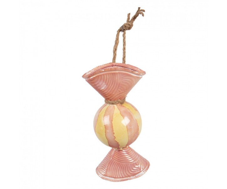 Růžová závěsná kovová dekorace bonbón - 21*4*26 cm Clayre & Eef