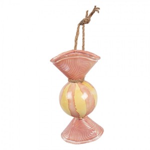 Růžová závěsná kovová dekorace bonbón - 21*4*26 cm