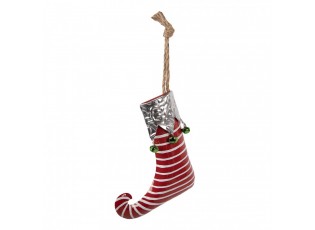 Decorative Pendant Christmas Stocking 21x4x26 Cm Red Metal - 21*4*26 cm
