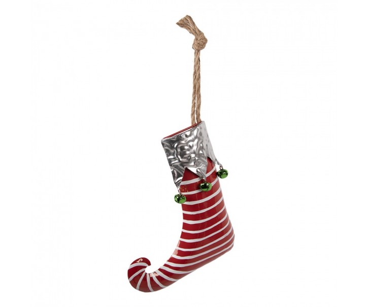 Červená závěsná kovová dekorace elfí bota - 21*4*26 cm Clayre & Eef
