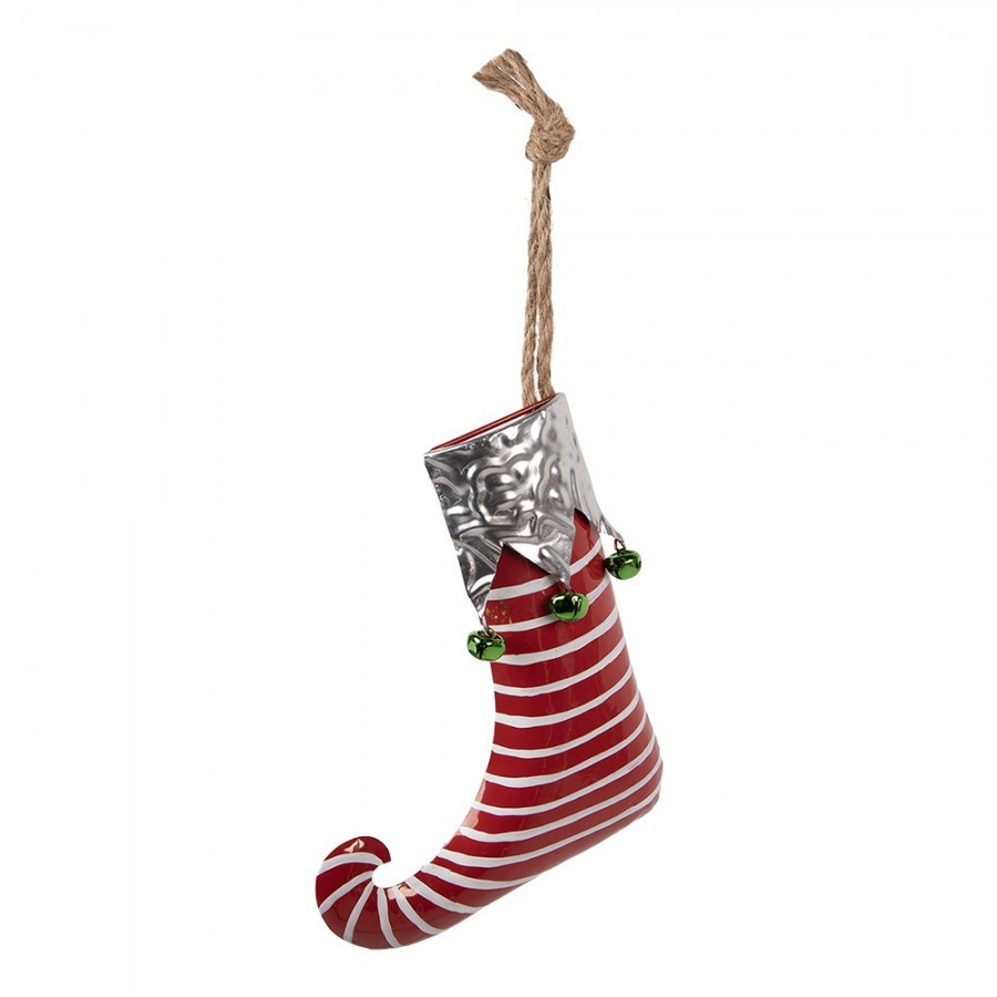 Decorative Pendant Christmas Stocking 21x4x26 Cm Red Metal - 21*4*26 cm