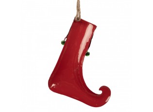 Decorative Pendant Christmas Stocking 21x4x26 Cm Red Metal - 21*4*26 cm