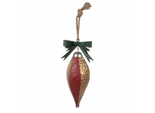 Červeno-zlatá kovová závěsná dekorace šiška - 15*12*36 cm