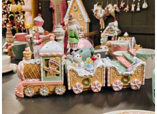 Barevný vánoční perníkový vláček Gingerbread Train - 45*12*19 cm
